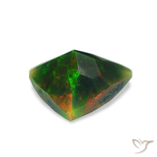 Opale noire multicolore naturelle trillion, 0,63 ct, opaque
