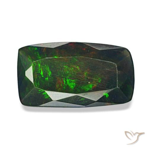 Opale noire multicolore de 1,42 ct, coussin, opaque
