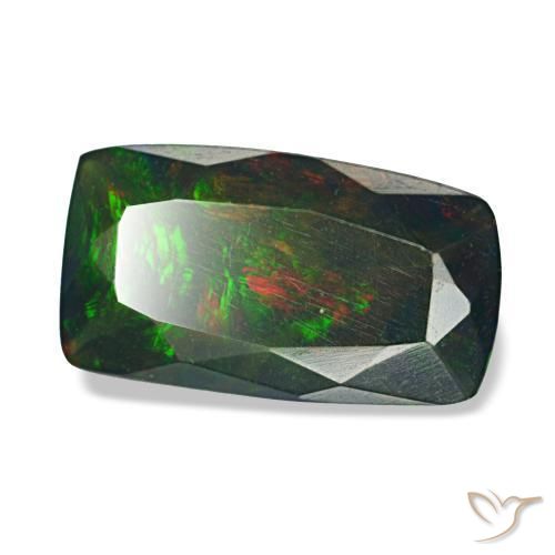Opale noire multicolore naturelle coupe coussin, 1,42 ct, opaque