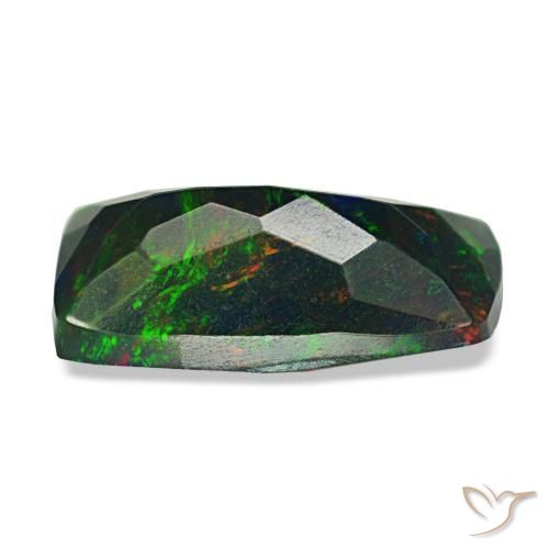Opale noire multicolore naturelle coupe coussin, 1,42 ct, opaque