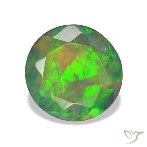 Opale noire multicolore naturelle coupe roude, 1,18 ct, translucide