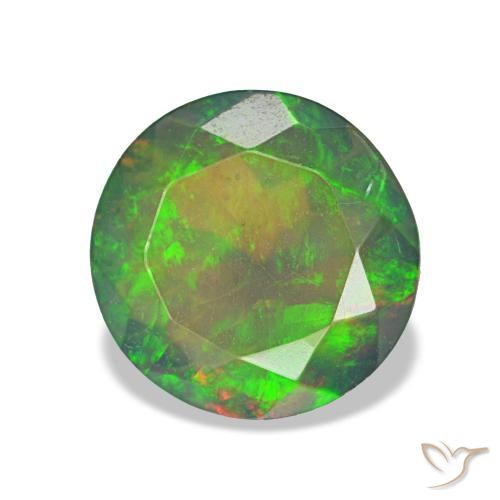 Opale noire multicolore naturelle coupe roude, 1,18 ct, translucide