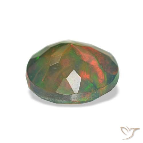 Opale noire multicolore naturelle coupe roude, 1,18 ct, translucide