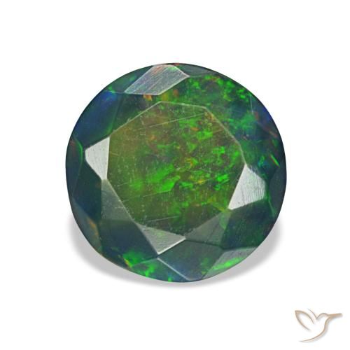 Opale noire multicolore naturelle coupe roude, 1,08 ct, translucide