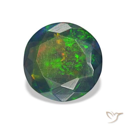 Opale noire multicolore naturelle coupe roude, 1,08 ct, translucide