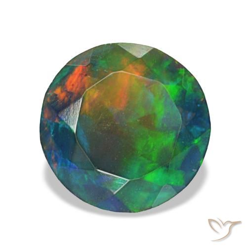 Opale noire multicolore de 1,49 ct, rond, translucide
