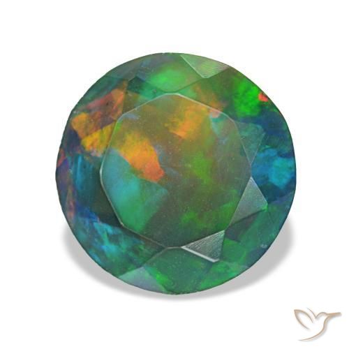 Opale noire multicolore naturelle coupe roude, 1,49 ct, translucide