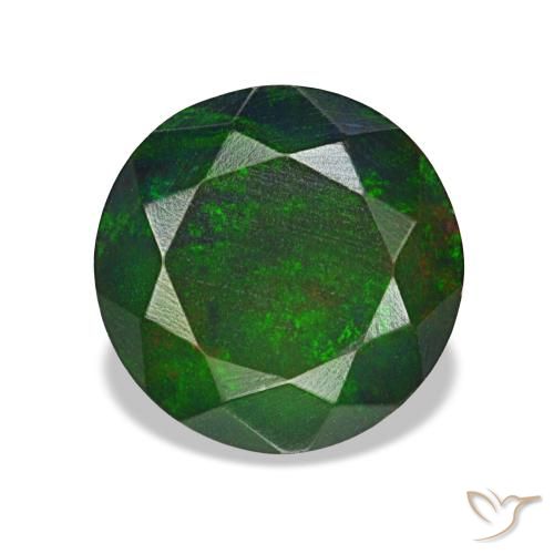 Opale noire multicolore naturelle coupe roude, 1,36 ct, opaque