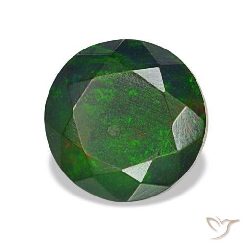 Opale noire multicolore naturelle coupe roude, 1,36 ct, opaque