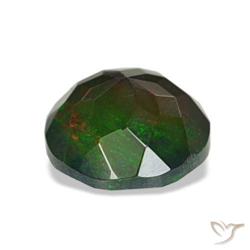 Opale noire multicolore naturelle coupe roude, 1,36 ct, opaque