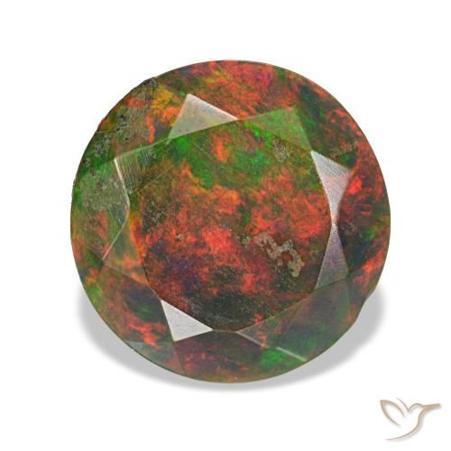 Opale noire multicolore naturelle coupe roude, 1,57 ct, opaque