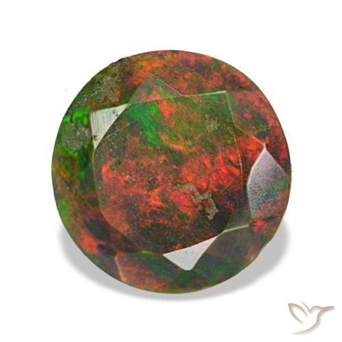 Opale noire multicolore naturelle coupe roude, 1,57 ct, opaque