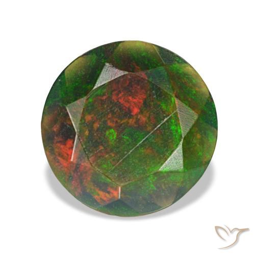 Opale noire multicolore naturelle coupe roude, 1,07 ct, opaque
