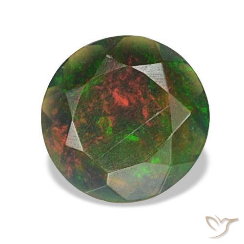 Opale noire multicolore naturelle coupe roude, 1,07 ct, opaque