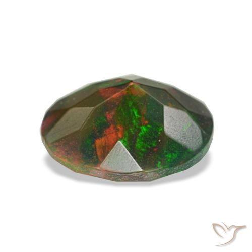 Opale noire multicolore naturelle coupe roude, 1,07 ct, opaque