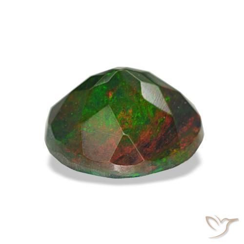 Opale noire multicolore naturelle coupe roude, 1,34 ct, opaque