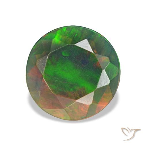 Opale noire multicolore naturelle coupe roude, 1,00 ct, opaque