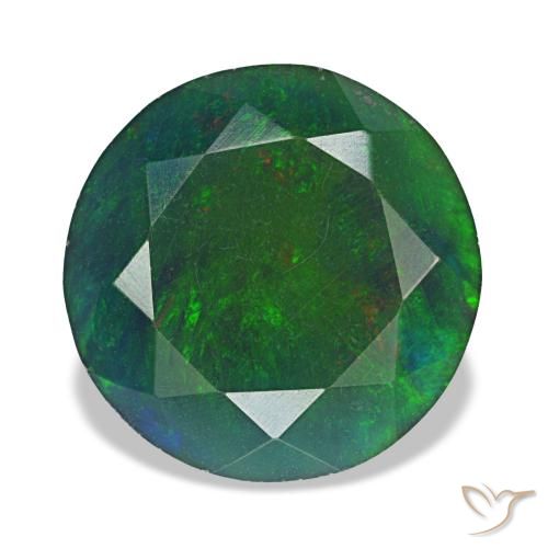 Opale noire multicolore naturelle coupe roude, 2,91 ct, opaque