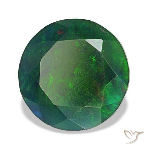 Opale noire multicolore naturelle coupe roude, 2,91 ct, opaque