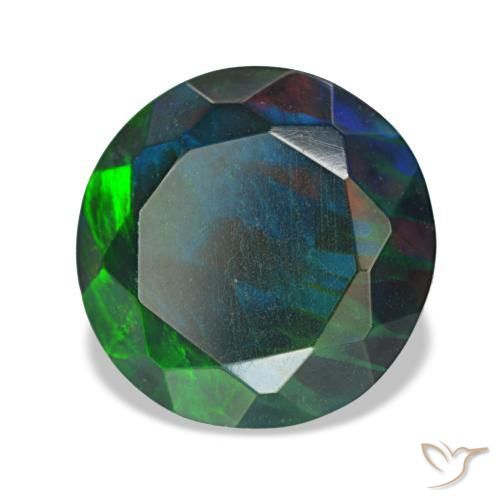 Opale noire multicolore naturelle coupe roude, 4,70 ct, opaque