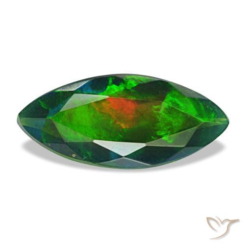 Opale noire multicolore de 1,86 ct, marquise, opaque