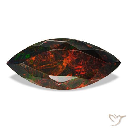 Opale noire multicolore naturelle marquise, 3,24 ct, opaque
