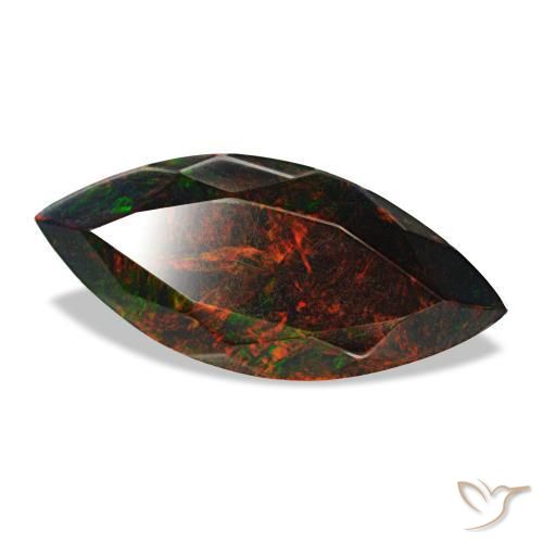 Opale noire multicolore naturelle marquise, 3,24 ct, opaque