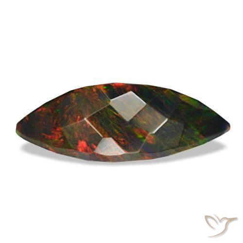 Opale noire multicolore naturelle marquise, 3,24 ct, opaque