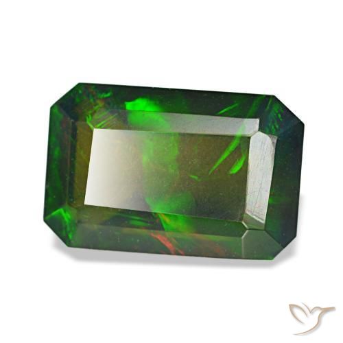 Opale noire multicolore naturelle taille émeraude, 1,98 ct, translucide