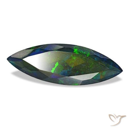 Opale noire multicolore naturelle marquise, 2,19 ct, translucide