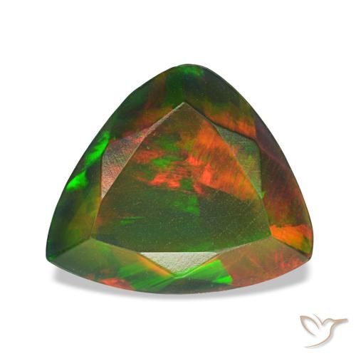 Opale noire multicolore naturelle trillion, 1,60 ct, translucide