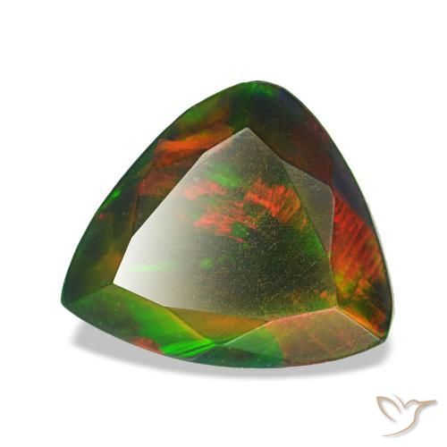 Opale noire multicolore naturelle trillion, 1,60 ct, translucide