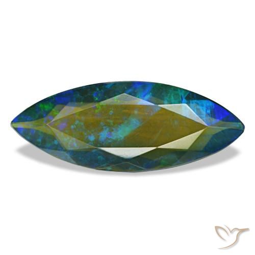 Opale noire multicolore naturelle marquise, 2,86 ct, translucide