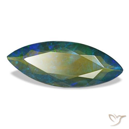 Opale noire multicolore naturelle marquise, 2,86 ct, translucide