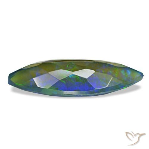 Opale noire multicolore naturelle marquise, 2,86 ct, translucide