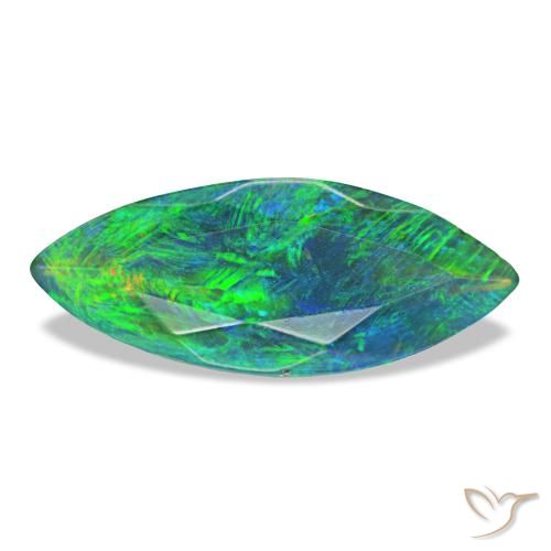 Opale noire multicolore naturelle marquise, 1,12 ct, translucide