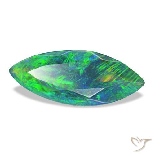 Opale noire multicolore naturelle marquise, 1,12 ct, translucide