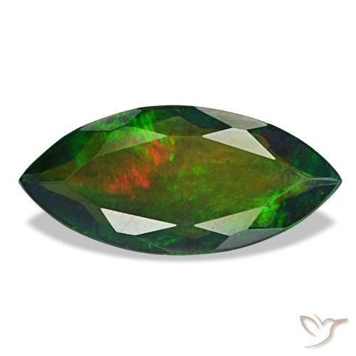 Opale noire multicolore naturelle marquise, 1,87 ct, translucide