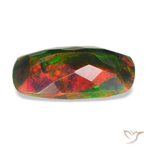 Opale noire multicolore naturelle coupe coussin, 1,86 ct, opaque
