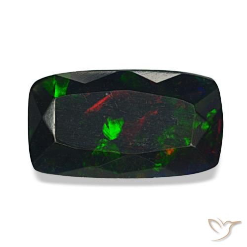 Opale noire multicolore de 1,58 ct, coussin, opaque