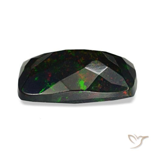 Opale noire multicolore naturelle coupe coussin, 1,58 ct, opaque
