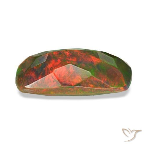 Opale noire multicolore naturelle coupe coussin, 1,62 ct, opaque
