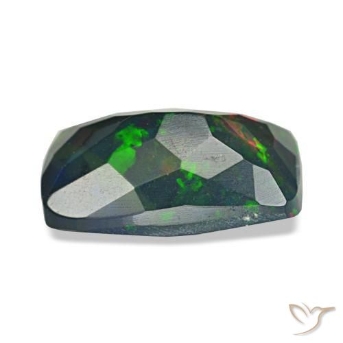 Opale noire multicolore naturelle coupe coussin, 1,36 ct, translucide