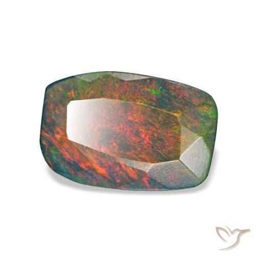 Opale noire multicolore naturelle coupe coussin, 0,82 ct, translucide