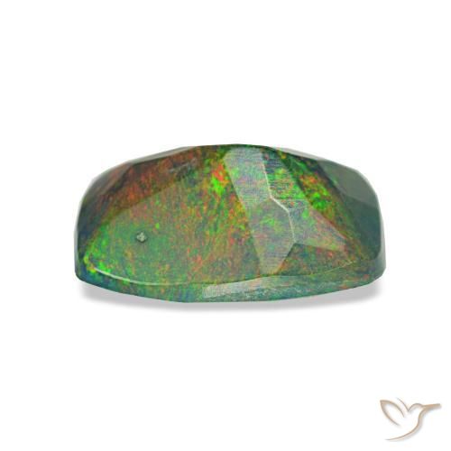 Opale noire multicolore naturelle coupe coussin, 0,82 ct, translucide