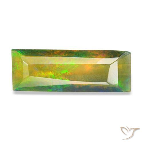 Opale noire multicolore naturelle baguette, 0,89 ct, translucide
