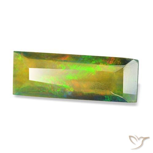 Opale noire multicolore naturelle baguette, 0,89 ct, translucide