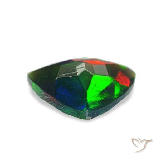 Opale noire multicolore naturelle trillion, 0,54 ct, translucide