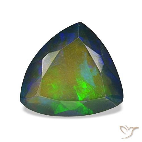 Opale noire multicolore naturelle trillion, 1,90 ct, translucide