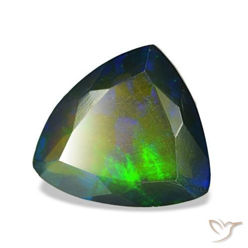 Opale noire multicolore naturelle trillion, 1,90 ct, translucide